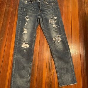 American Eagle Outfitters Distressed Blue Ankle Jeans